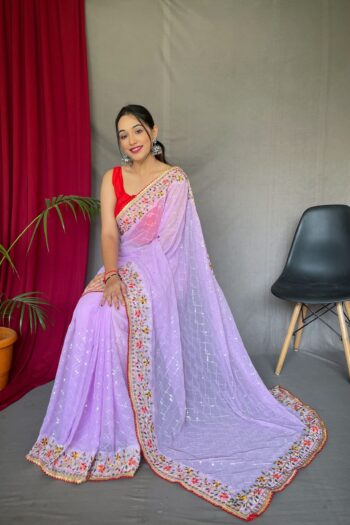 Elegant Pure Georgette Saree for Weddings & Parties, Blouse