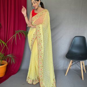 Elegant Pure Georgette Saree for Weddings & Parties, Blouse