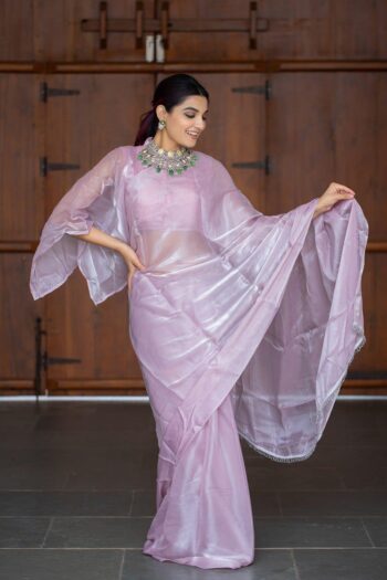Festive Elegance Pure Jimi Silk Saree with Pallu Lace Border