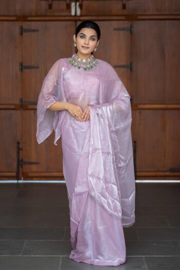 Festive Elegance Pure Jimi Silk Saree with Pallu Lace Border