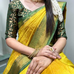 Grand Heritage: Zari Kanjivaram Wedding Saree with Blouse