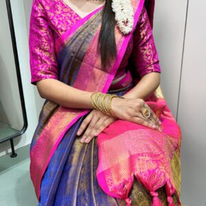 Grand Heritage: Zari Kanjivaram Wedding Saree with Blouse