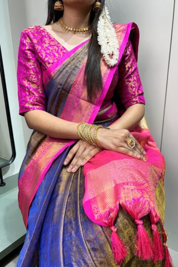 Grand Heritage: Zari Kanjivaram Wedding Saree with Blouse