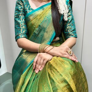 Grand Heritage: Zari Kanjivaram Wedding Saree with Blouse