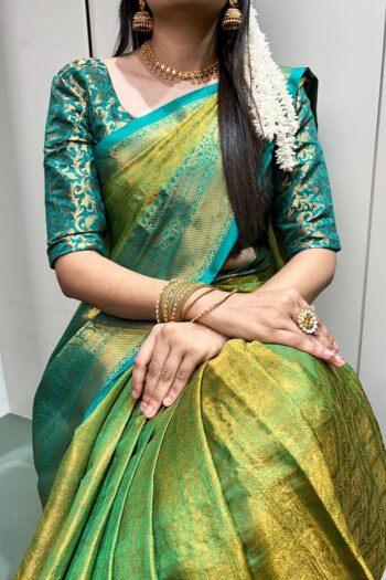 Grand Heritage: Zari Kanjivaram Wedding Saree with Blouse