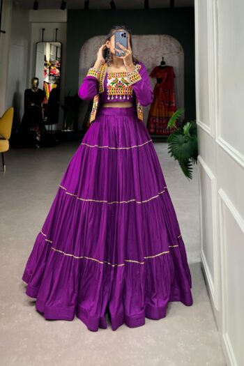 Navratri Elegance Pure Rayon Lehenga with Gamthi Work Koti