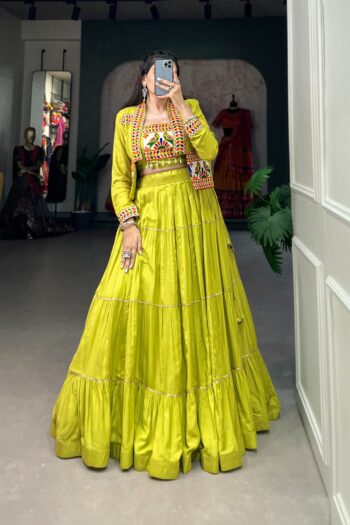 Navratri Elegance Pure Rayon Lehenga with Gamthi Work Koti