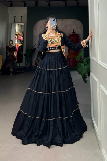 Navratri Elegance Pure Rayon Lehenga with Gamthi Work Koti