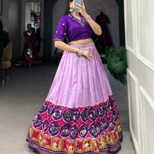 Heritage Elegance Tussar Silk Lehenga with Bandhej & Patola