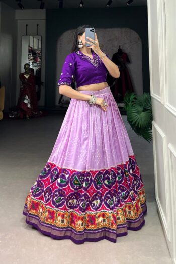 Heritage Elegance Tussar Silk Lehenga with Bandhej & Patola