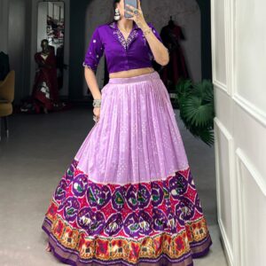 Heritage Elegance Tussar Silk Lehenga with Bandhej & Patola