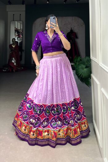 Heritage Elegance Tussar Silk Lehenga with Bandhej & Patola