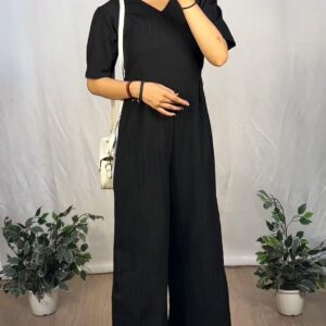 V-Neck Sugarcane Jumpsuit for a Classy and Comfy Look