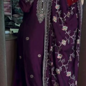 Designer Party Wear Top, Dupatta and Embroidered Sharara Set