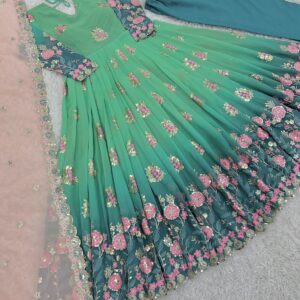 Fully Stitched Party Wear Gown with Heavy Embroidery & Print