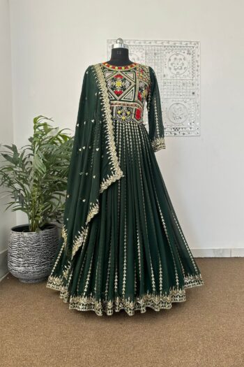 Majestic Glow 5mm Sequin Gown with Belt & Faux Georgette Dupatta