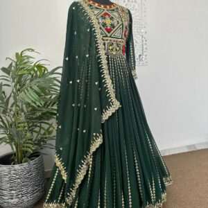 Majestic Glow 5mm Sequin Gown with Belt & Faux Georgette Dupatta