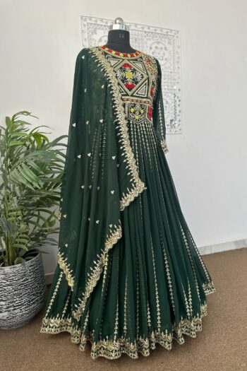 Majestic Glow 5mm Sequin Gown with Belt & Faux Georgette Dupatta