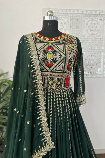 Majestic Glow 5mm Sequin Gown with Belt & Faux Georgette Dupatta