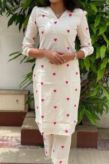 Radiant Red Beautifully Embroidered Cora Cotton Outfit
