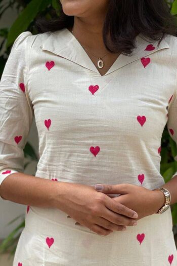 Radiant Red Beautifully Embroidered Cora Cotton Outfit