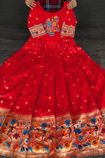 Royal Threads Jacquard Silk Paithani Gown with Silk Lining