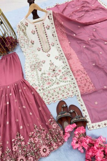 InFloura Elegance Faux Georgette Kurta & Palazzo Set
