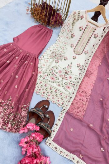 InFloura Elegance Faux Georgette Kurta & Palazzo Set