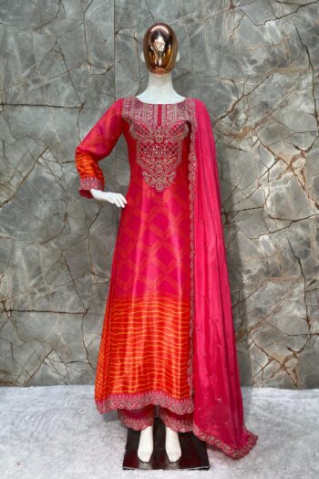 Suit with Mirror and Sequence Work for Weddings and Diwali