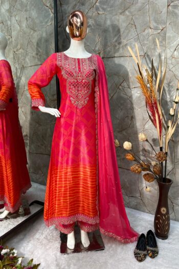 Suit with Mirror and Sequence Work for Weddings and Diwali
