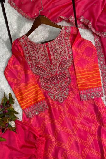 Suit with Mirror and Sequence Work for Weddings and Diwali