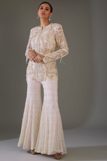 Gleaming Grace Designer Sequined Top with Palazzo Set