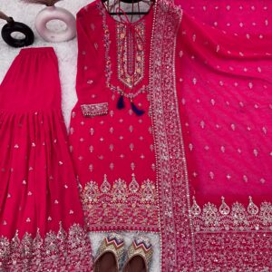 Festive Radiance Pink Sharara Set with Embroidered Dupatta