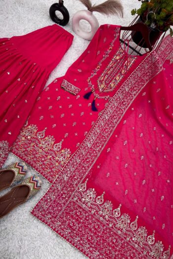 Festive Radiance Pink Sharara Set with Embroidered Dupatta