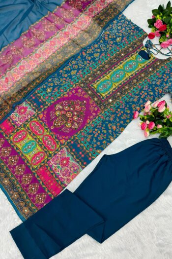 Glamour Glow Heavy Georgette Set with Digital Print & Mirror