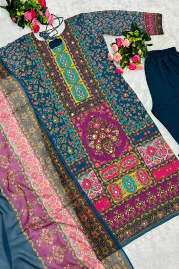 Glamour Glow Heavy Georgette Set with Digital Print & Mirror