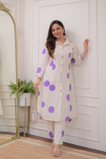 Fresh Bloom Cotton Print Kurta and Trousers Set