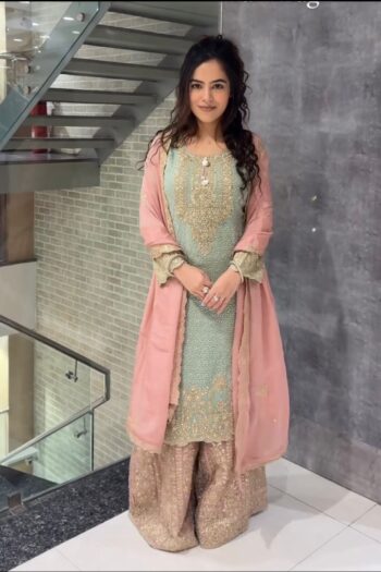 Elegant Designer Suit with Heavy Embroidery & Sequin Work