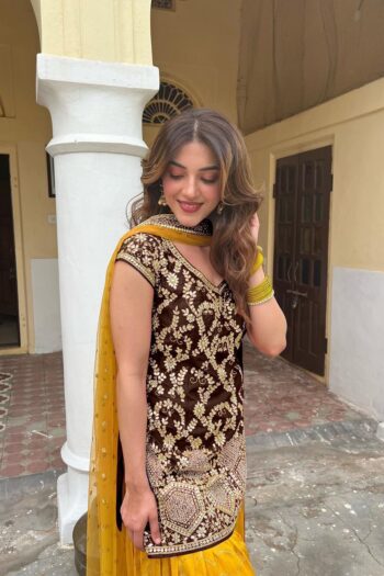 Stitched Silk Patiala Suit & Dupatta Ensemble with Sequins