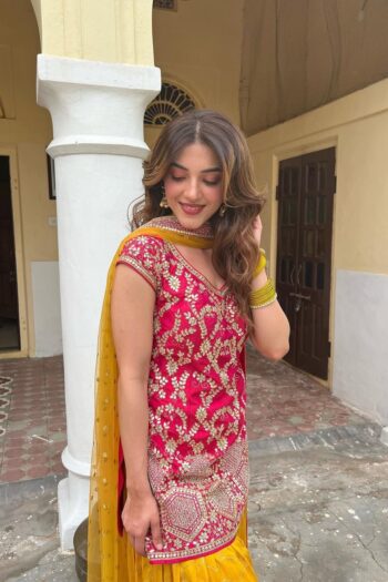 Stitched Silk Patiala Suit & Dupatta Ensemble with Sequins