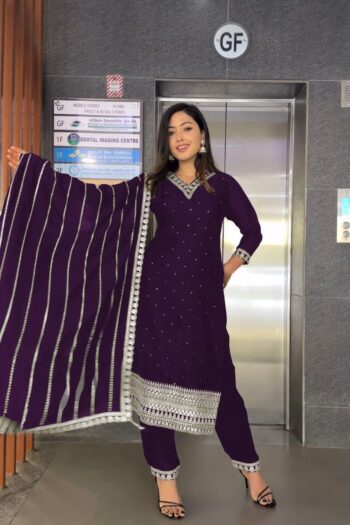 Long Kurti Set with Moti & Sequence Embroidery Work