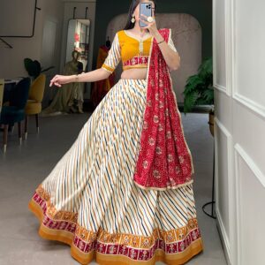 Classic Cotton Elegance Pure Cotton Laheriya Patola Lehenga