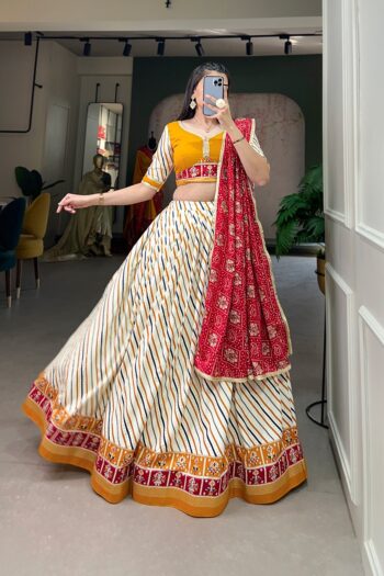 Classic Cotton Elegance Pure Cotton Laheriya Patola Lehenga