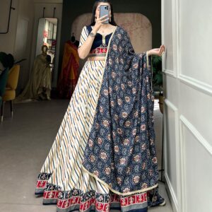 Classic Cotton Elegance Pure Cotton Laheriya Patola Lehenga