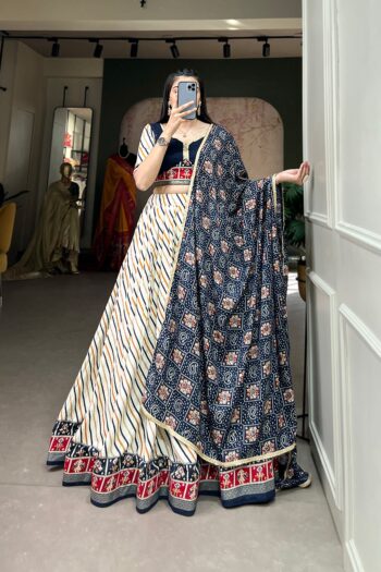 Classic Cotton Elegance Pure Cotton Laheriya Patola Lehenga
