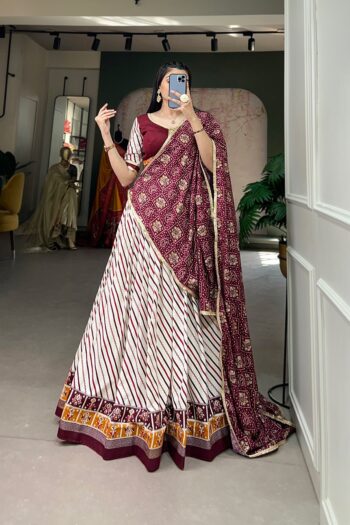 Classic Cotton Elegance Pure Cotton Laheriya Patola Lehenga
