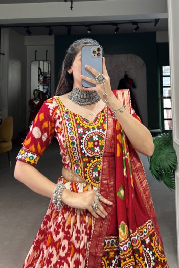 Regal Patola Printed Navratri  Silk Lehenga with Foil & Lace