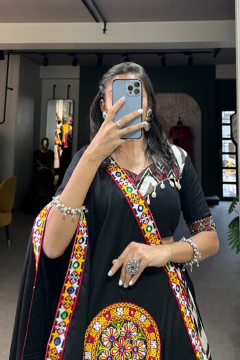Navratri Rayon & Silk Chaniya Choli with Mirror & Cowrie