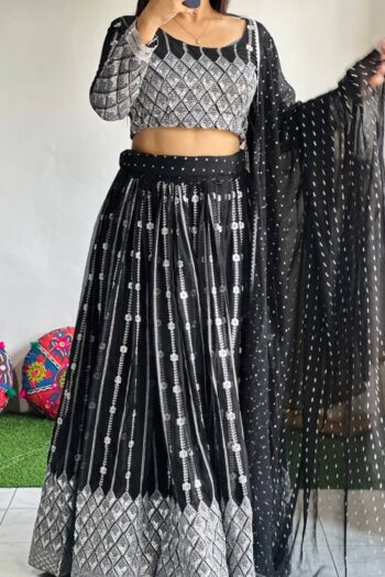 Enchanting Festive Georgette Lehenga Choli with Jari Dupatta