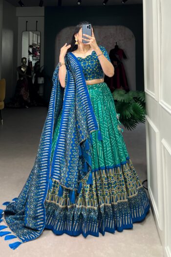 Threads of Tradition Tussar Silk Bandhej Gota Patti Lehenga